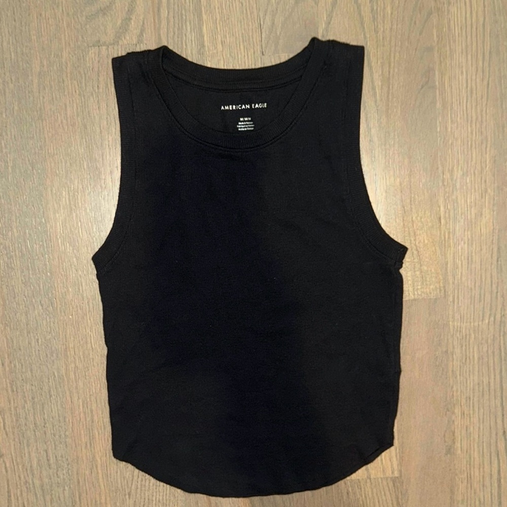 American Eagle Black Fitted Tank Top